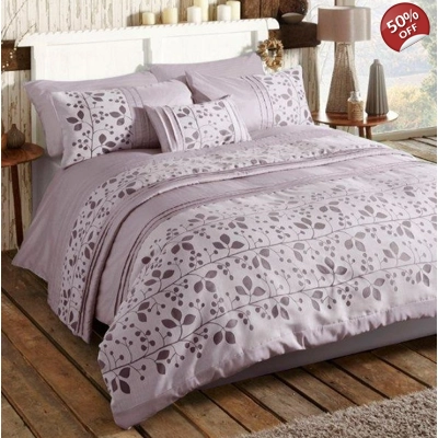 Autumn SuperKing Duvet Set Mauve with Voile Panel Autumn SuperKing Duvet Set Mauve with Voile Panel