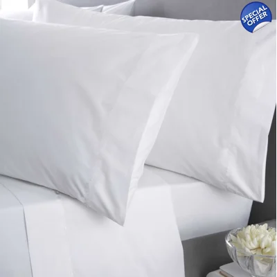 200TC Single Fitted Sheet White Egyptian Cotton