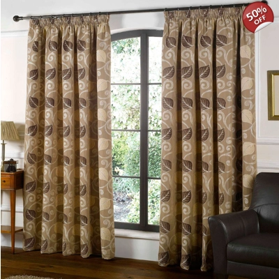 Tiana 76x72 Jacquard Woven Lined Curtains Natural Tiana 76x72 Jacquard Woven Lined Curtains Natural