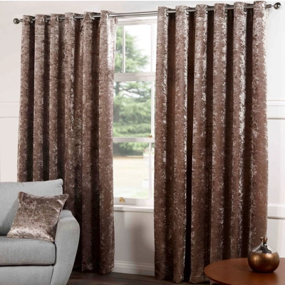 Crushed Velvet 46x90 Eyelet Lined Curtains Champagne Crushed Velvet 46x90 Eyelet Lined Curtains Champagne