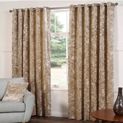 Crushed Velvet 66x90 Eyelet Lined Curtains Silk Crushed Velvet 66x90 Eyelet Lined Curtains Silk
