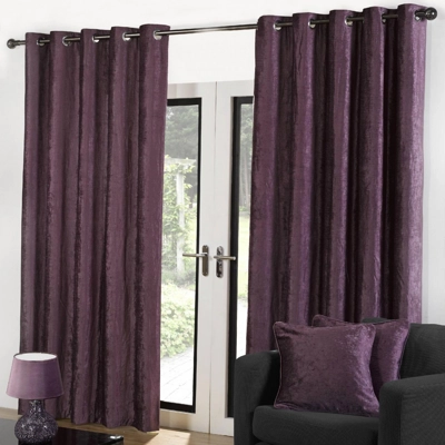 Velvet 46x72 Eyelet Lined Curtains Heather