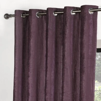 Velvet 66x90 Eyelet Lined Curtains Heather