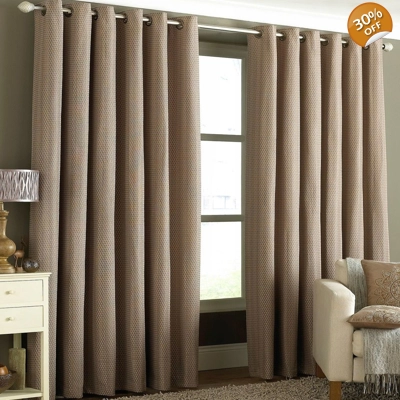 Tobago 66x90 Eyelet Lined Curtains Mocha