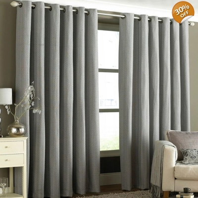 Tobago 66x90 Eyelet Lined Curtains Silver