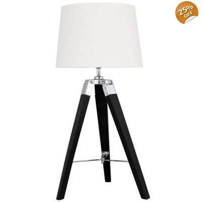 Tripod Black Wood Table Lamp with Ivory Shade Tripod Black Wood Table Lamp with Ivory Shade