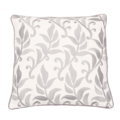 Portofino feather filled embroidered cushion Silver Grey