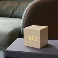 Gingko Cube Click Clock Maple