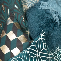 Velveteen feather filled large cushion Teal