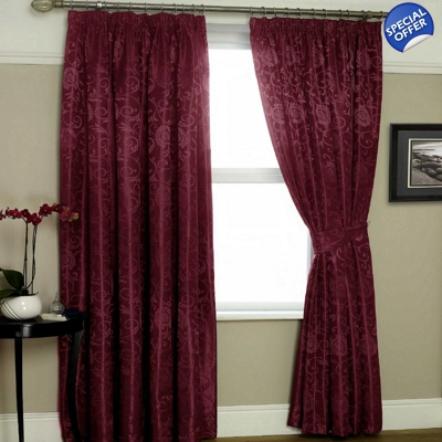 Eton Lined 66X72 Wine Jacquard Curtains Eton Lined 66X72 Wine Jacquard Curtains