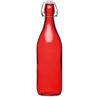Glass flip top bottle red