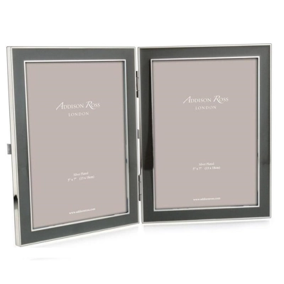 Enamel & Silver 5x7 Double Photo Frame Taupe Enamel & Silver 5x7 Double Photo Frame Taupe