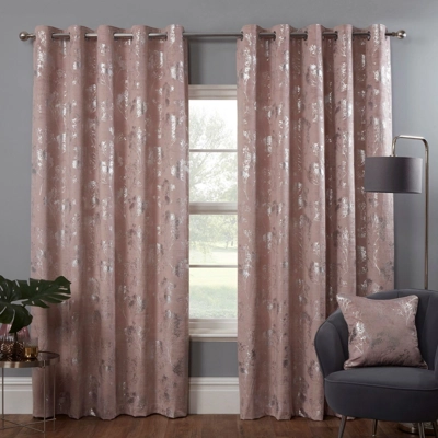 Biella 66x72 Lined Eyelet Curtains Blush Biella 66x72 Lined Eyelet Curtains Blush