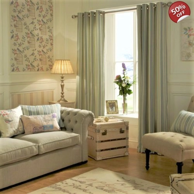 Wildwood Eyelet 66x90 Lined Curtains Eau De Nil
