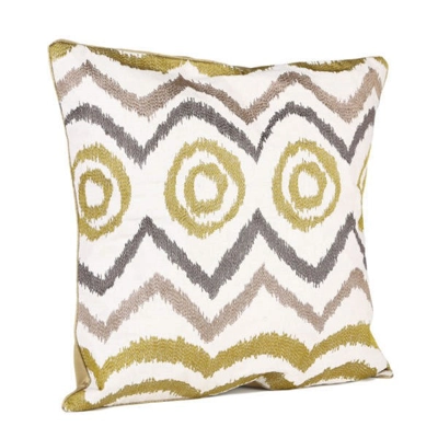 Tribal feather filled cushion Chartreuse