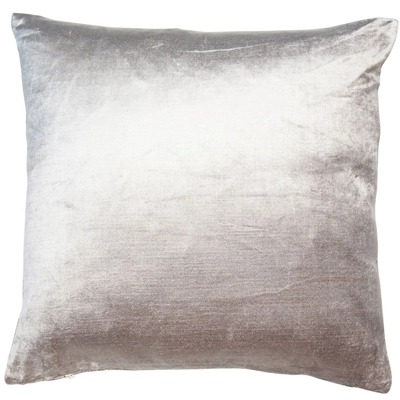 Velveteen feather filled large cushion Silver