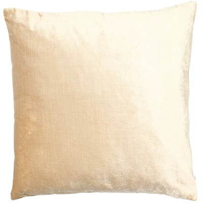 Velveteen feather filled large cushion Natural