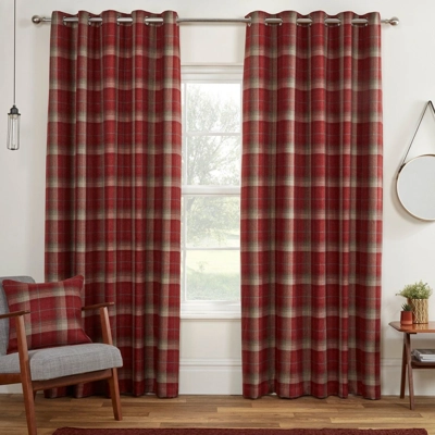 Dundee 66x54 Blackout Lined Eyelet Curtains Red Dundee 66x54 Blackout Lined Eyelet Curtains Red