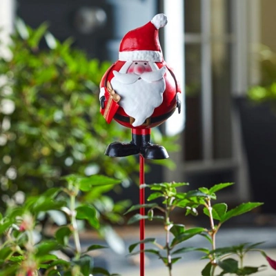 Wibbly Santa Metal  Garden Stake