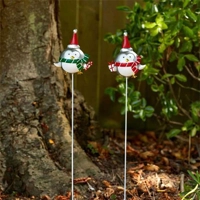 Bobbly Penguin Metal  Garden Stake Green