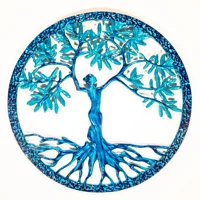 Aluminium Enamelled Lady of Life Wallart Aqua