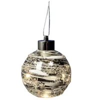 LED Glass Bauble Silver