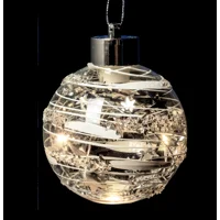 LED Glass Bauble Silver