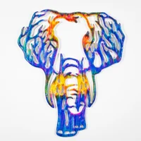 Aluminium Enamelled Abstract Elephant Wallart Rainbow