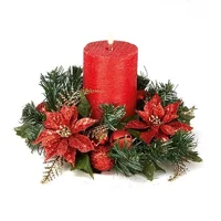 Glitter Poinsettia Candle Ring  Red
