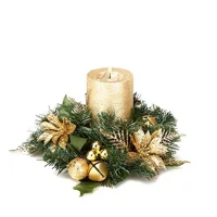 Glitter Poinsettia Candle Ring Gold