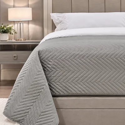 Amelle Grey King Quilted Bedspread Throw