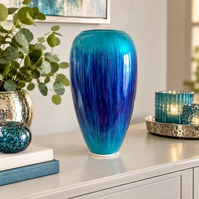 Aluminium Enamelled Large vase Aqua