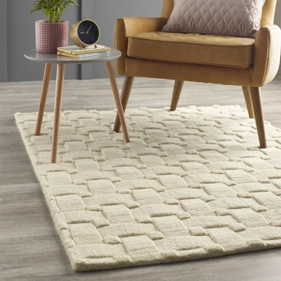 Basketweave 120x170cm Wool Rug Ivory Basketweave 120x170cm Wool Rug Ivory
