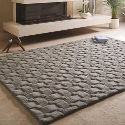 Basketweave 120x170cm Wool Rug Grey Basketweave 120x170cm Wool Rug Grey