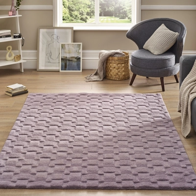 Basketweave 160x230cm Wool Rug Lilac Basketweave 160x230cm Wool Rug Lilac