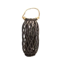 Black Washed Wicker Lantern Medium