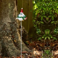 Bobbly Penguin Metal  Garden Stake Green