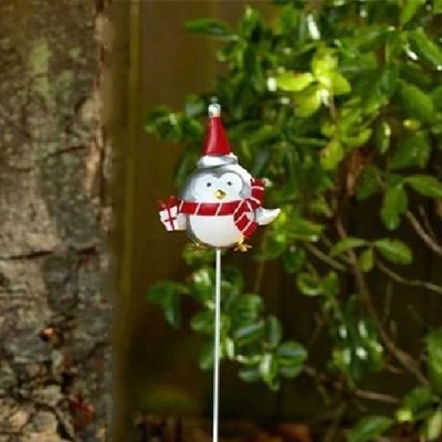 Bobbly Penguin Metal Garden Stake Red Bobbly Penguin Metal Garden Stake Red