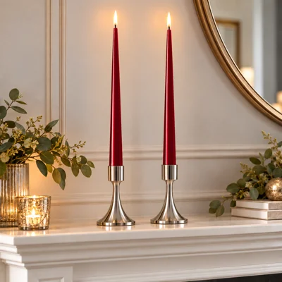 LED Candle Bordeaux Set of 2 Taper Candles