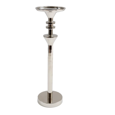 Polished Aluminium Pillar Candle Holder 30cm Polished Aluminium Pillar Candle Holder 30cm