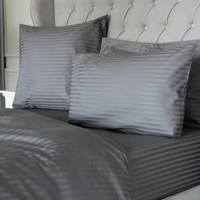 Satin Stripe 540tc Cotton Double Duvet Set Charcoal