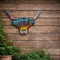 Aluminium Enamelled Highland Cow Wallart