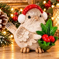 Christmas Bird with Holly