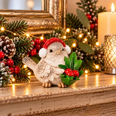 Christmas Bird with Holly