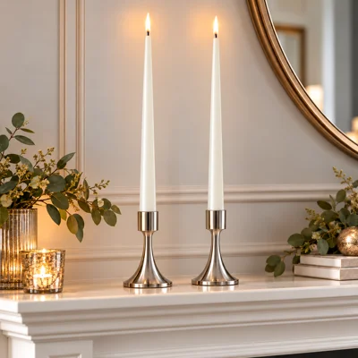 LED Candle Cream Set of 2 Taper Candles