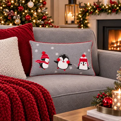 Applique Penguin Cushion