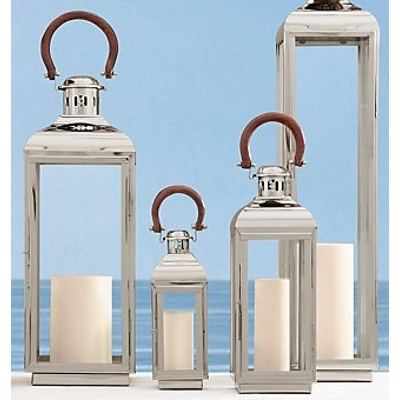 Medium Stainless Steel Lantern With Wooden Handle