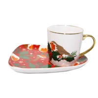 Robin Christmas Mug & Biscuit Saucer
