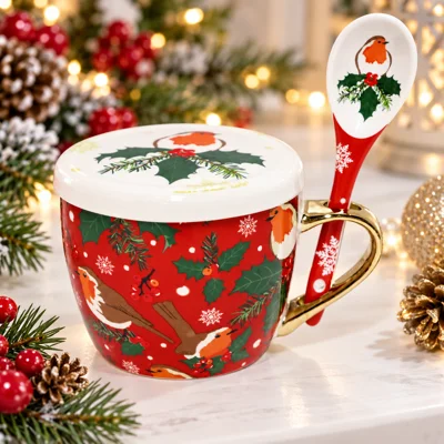 Robin Christmas Mug & Spoon