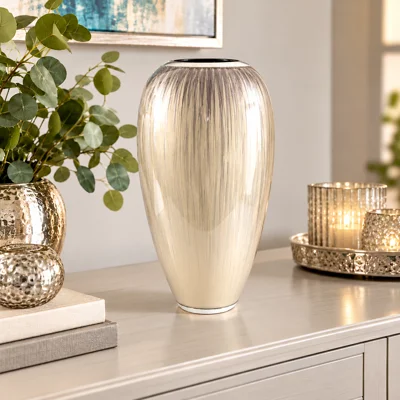 Aluminium Enamelled Large Vase Silver